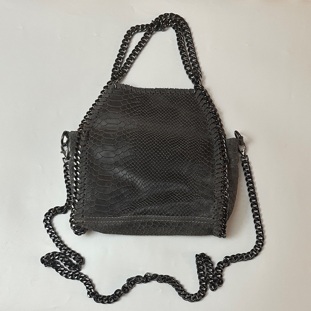 Black Chain-Trim Textured Crossbody Bag